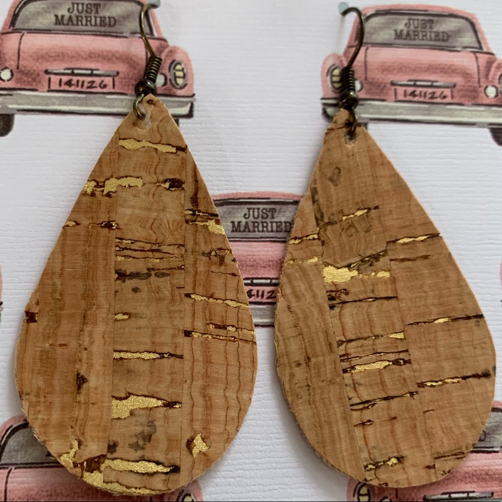 Handmade Cork Earring Teardrop